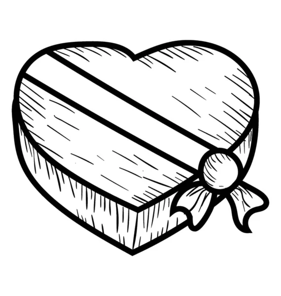Caja Regalo Corazón Diseño Doodle — Vector de stock