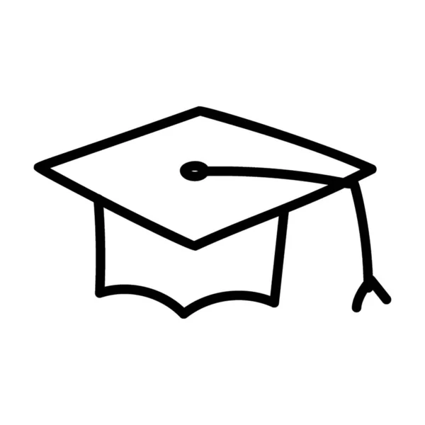 Mortarboard Ikone Liniendesign — Stockvektor