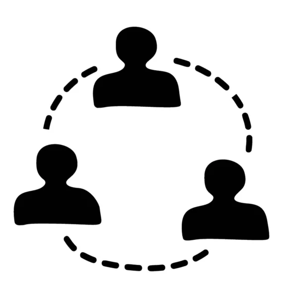 Man Een Cirkel Groepssamenwerking Pictogram Solide Ontwerp — Stockvector