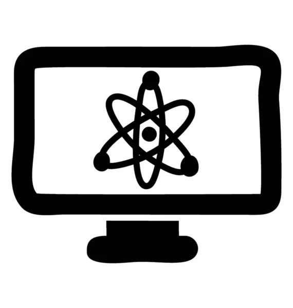 Атом Всередині Монітора Концепція Онлайн Дослідження — стоковий вектор