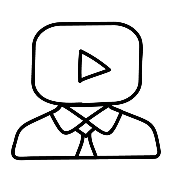 Pictogram Van Video Tutorial Lijn Ontwerp — Stockvector