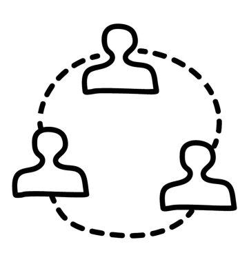 Dairedeki adam, çizgi tasarımında grup işbirliği simgesi.