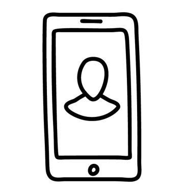 Avatar içinde cep telefonu, mobil görüntülü arama simgesi.