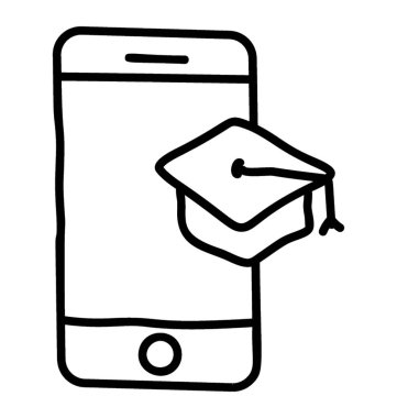 Harç tahtası ile Mobil, online eğitim simgesi.