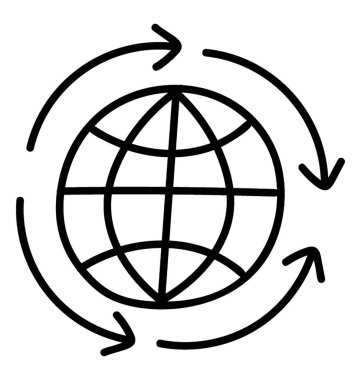 Dünya simgesinin etrafında, hat vektör tasarımı.