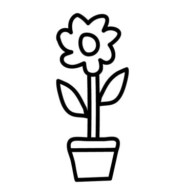 Çizgi tasarımında bitki potu simgesi.