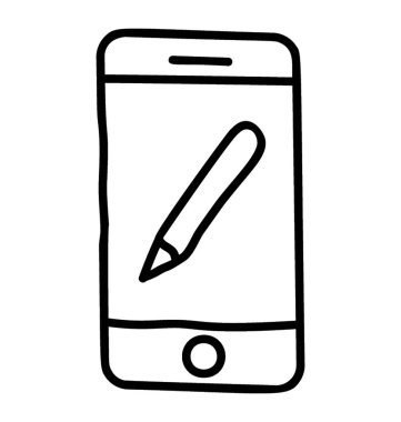 Kalem içinde mobil, online öğrenme simgesi.