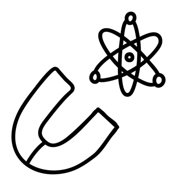 原子与磁铁 吸引磁铁图标在线路设计 — 图库矢量图片