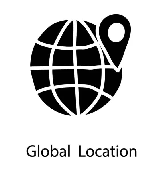 Globe Met Locatie Aanwijzer Pictogram Voor Globale Locatie — Stockvector