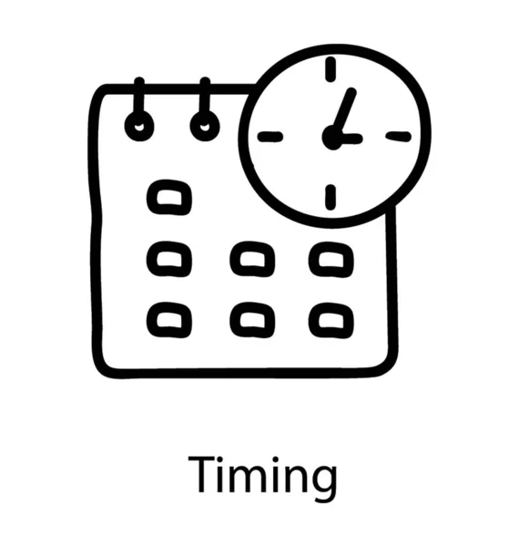 Clock Calendar Timetable Icon — Stock Vector