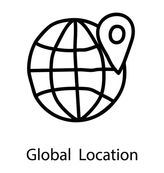 Globe Met Locatie Aanwijzer Pictogram Voor Globale Locatie — Stockvector