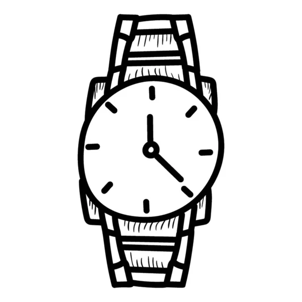 Ícone Doodle Relógio Pulso Isolado Fundo Branco — Vetor de Stock