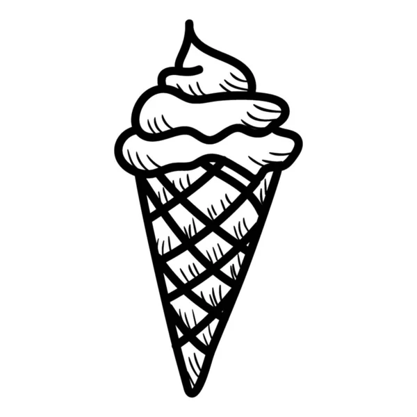 Icona Cono Gelato Doodle Vector — Vettoriale Stock