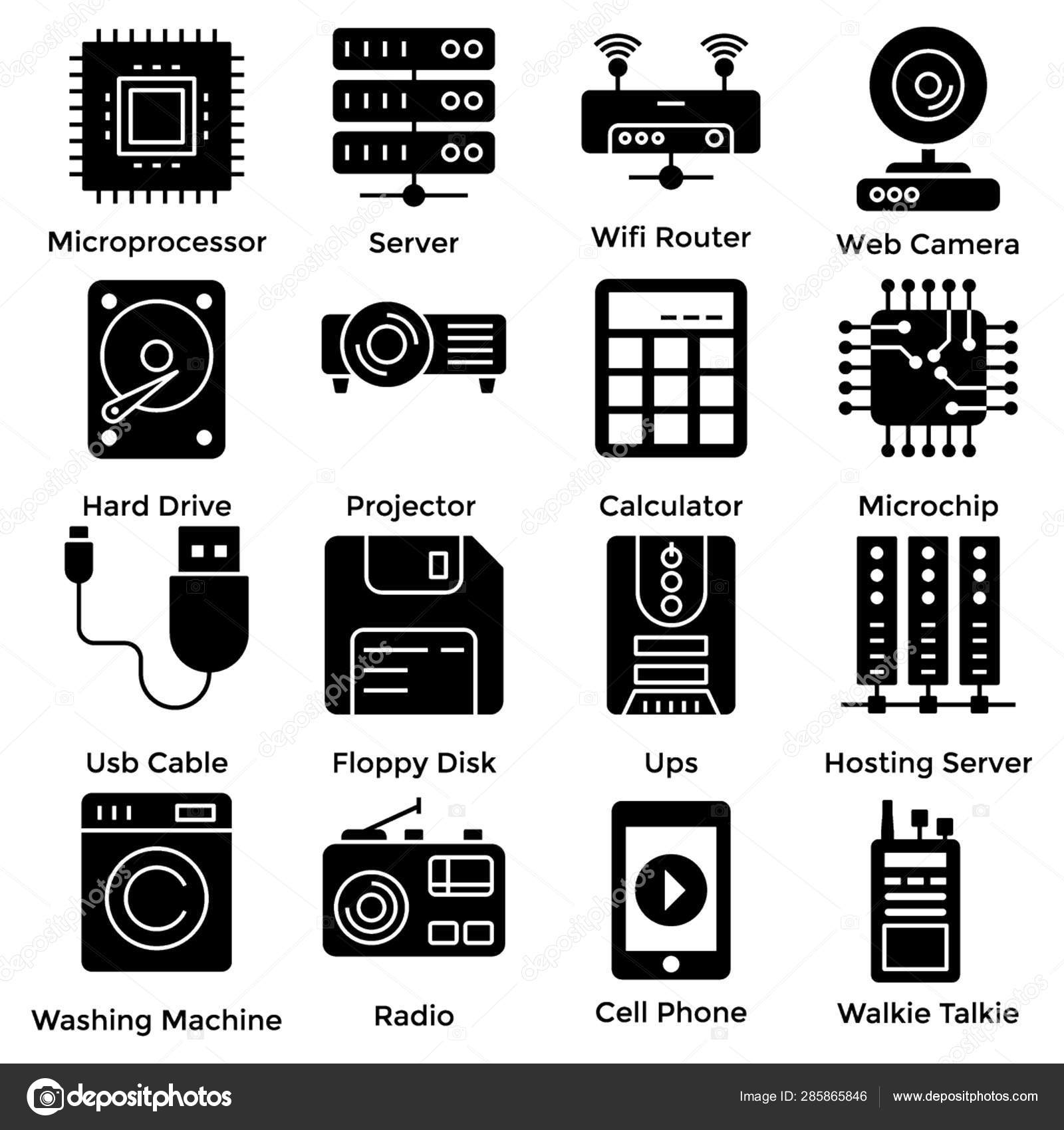 Here Set Hardware Devices Icons Editable Icons Unique Visuals Perfect Stock Vector Image by
