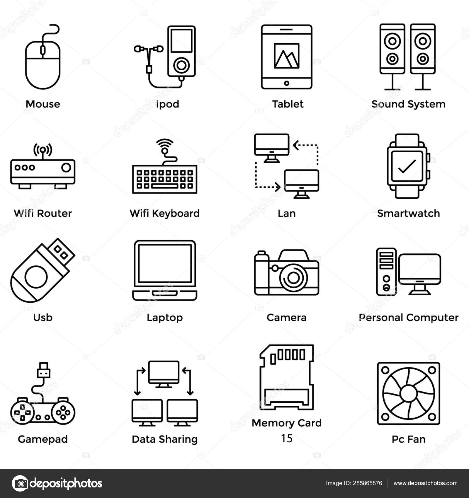 Here Pack Hardware Devices Icons Editable Icons Unique Visuals Perfect Stock Vector by