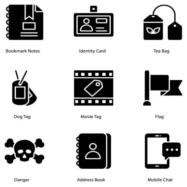 Glyph glyph simgeleri paketi etiketleri tasvir etmek için burada, etiketler ilerle. Editable vektörler dikkat kapma ve kullanımı kolay. Şimdi tutun!