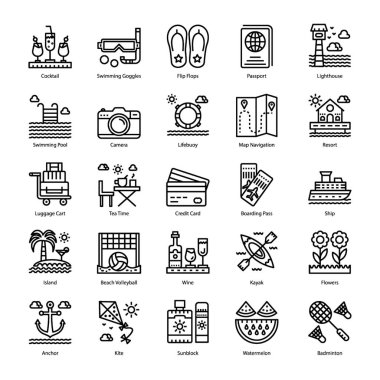 Plaj hattı vektör tasarımları paketi projenizi daha çekici görseller yapmak için burada. Kullanılabilir simgeler daha çekici ve kullanımı kolaydır. İndirmekeyfini çıkarın!