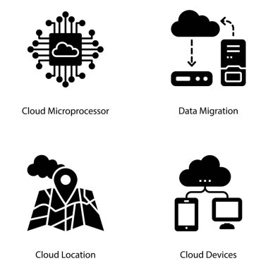 Here is a set of cloud computing solid designs, having exhilarating visuals thats are easily editable and modify as per your project needs. Select and download it ! clipart