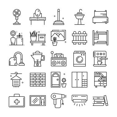 Burada sadece exigency değiştirebilirsiniz ev iç simgelerin büyüleyici ve büyüleyici görseltemsil iç tasarım hattı vektörleri, bir dizi. 