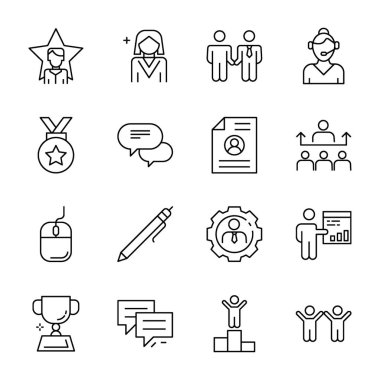 Office elemanları simgeleri satır tasarımında paketlenir, yaratıcı olarak tasarlanmış öğeler düzeltilebilir ve kullanımı kolaydır. Bu seti tut