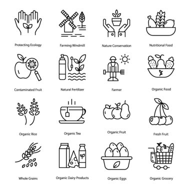 Organik tarım hattı simgeleri paketi en iyi tarım görseller ilgilidir bulmak için sunulmaktadır. Vektörlerin değiştirilebilir kalitede olduğunu bilmek sizi memnun edecektir. Umarım projeniz için en iyi bulacaksınız. 