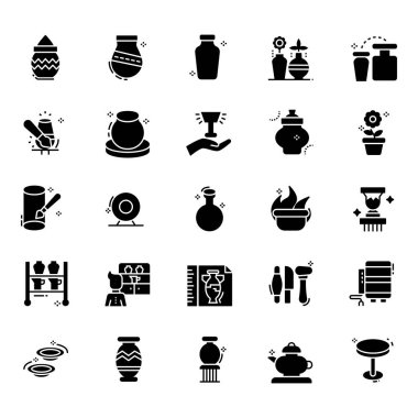Çömlek ürünleri benzersiz tasarımları ile çanak çömlek glyph simgeleri geleneksel bir paket burada, bu simgeler editable ve kapmak için mükemmel olduğu gibi ilgili alanlarda kullanın. 