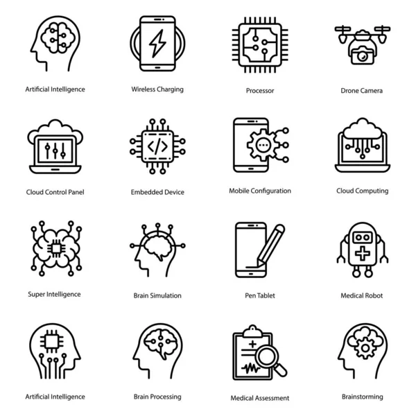 Design　Vector　285864250　Line　by　Stock　©vectorspoint　Icons　Here　Pack　Your　Make　Project　Artificial　Intelligence