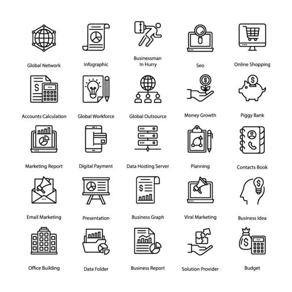 Negocios Línea Iconos Pack Está Aquí Para Hacer Proyecto Diseño — Vector de stock