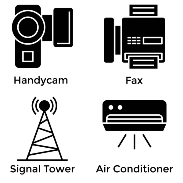 Hier Een Bundel Van Hardware Apparaten Iconen Bewerkbare Pictogrammen Met — Stockvector