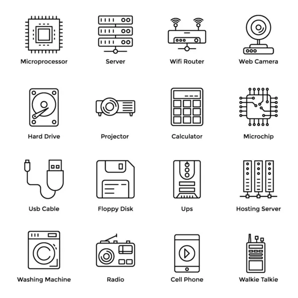 Aquí Hay Conjunto Iconos Dispositivos Hardware Iconos Editables Con Imágenes — Vector de stock