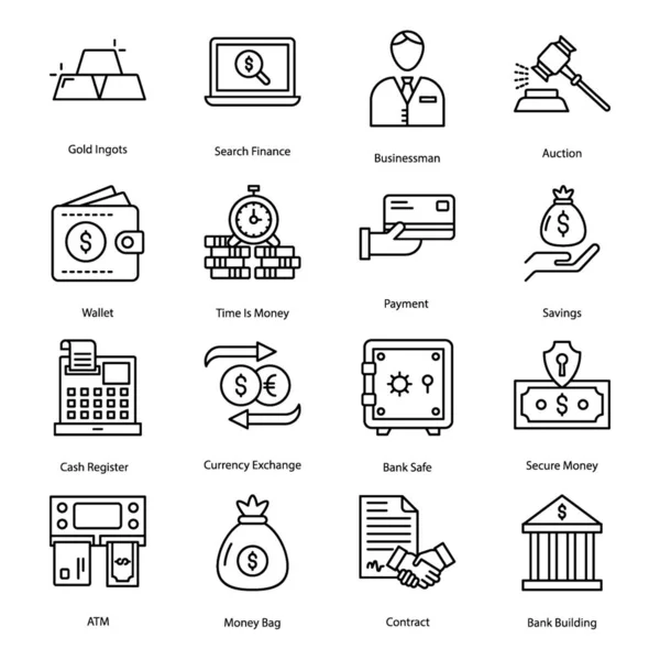 Finance Line Icons Pack Having Line Icons Editable Form Grab — Stock Vector