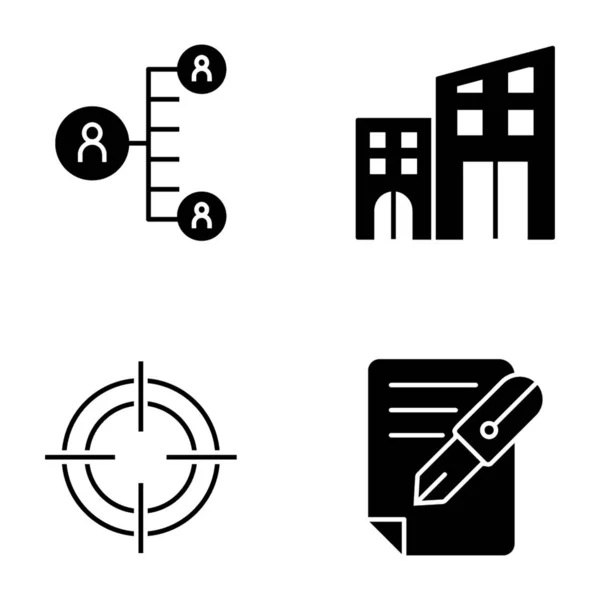 Büroelemente Symbole Bündeln Glyph Design Kreativ Gestaltete Elemente Sind Fixierbar — Stockvektor