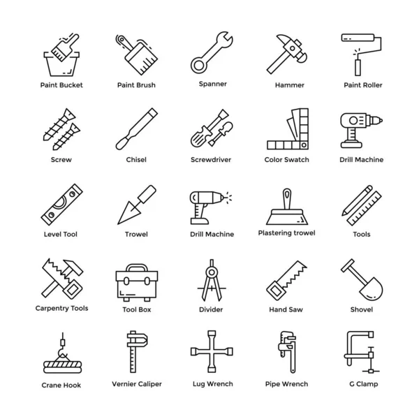 Aquí Hay Paquete Herramientas Reparación Iconos Que Consisten Vectores Elementos — Vector de stock