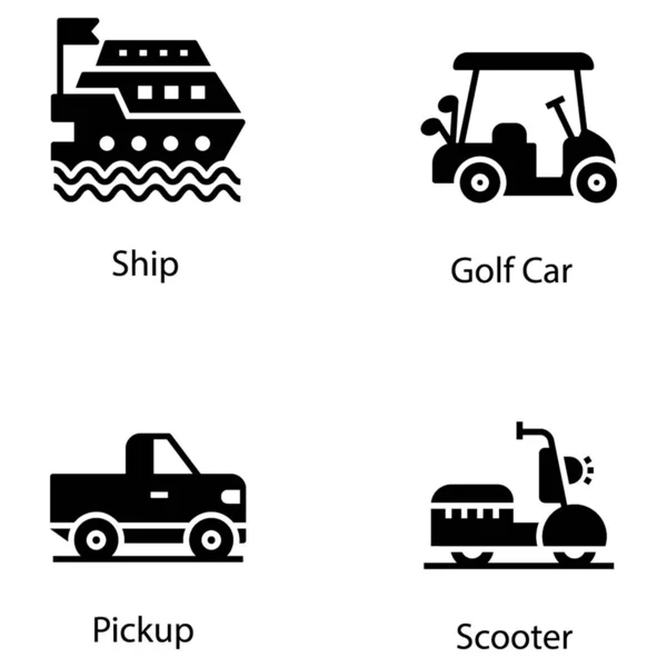 Paquete Vectores Sólidos Transporte Está Aquí Para Satisfacer Sus Próximas — Archivo Imágenes Vectoriales