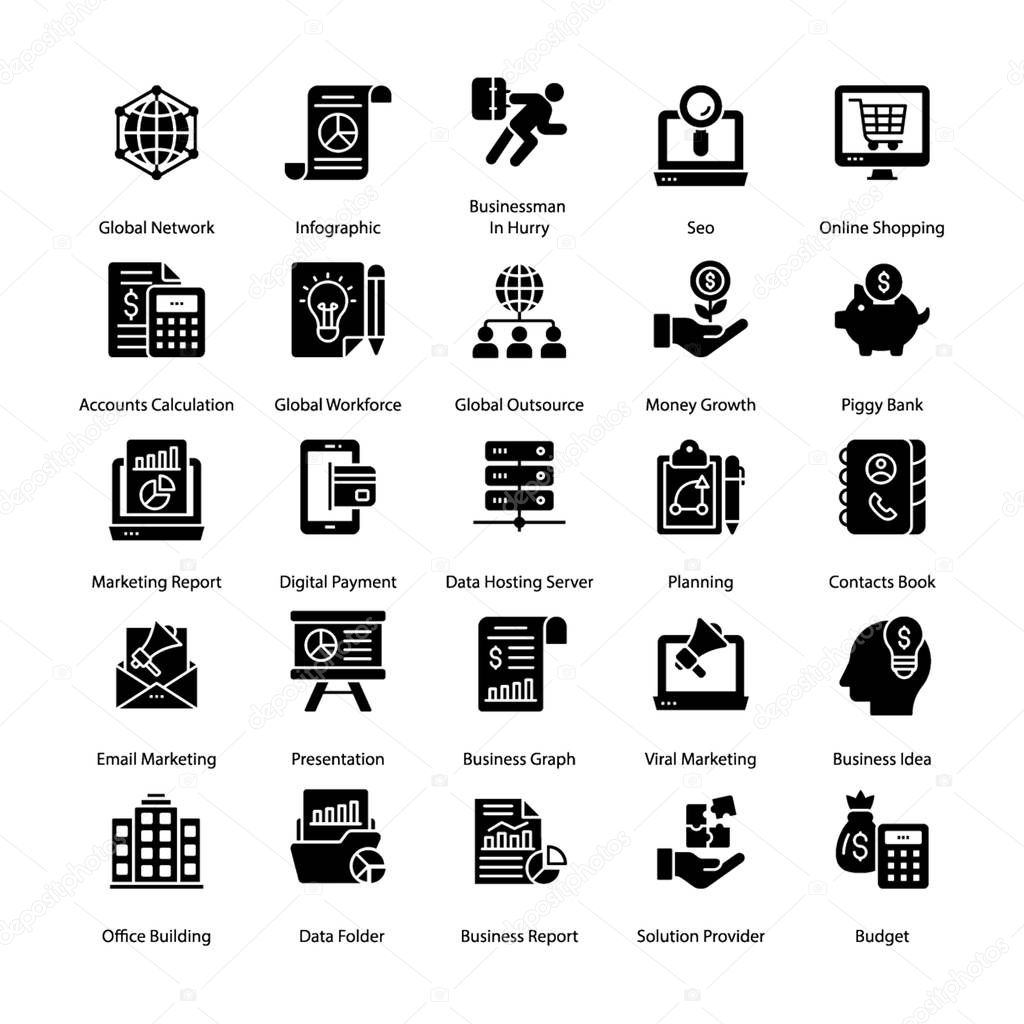 Business and hr solid icons pack is here for making your design project more alluring. Editable vectors icon easy to use. Hold it now! 
