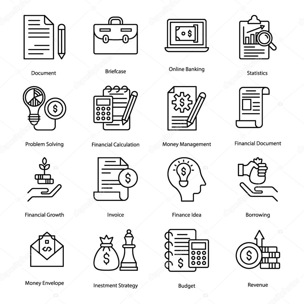 Banking line icons pack having line icons in editable form. Grab this pack if you have any kind of related upcoming projects