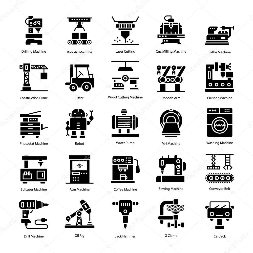 A pack containing technical tools and machine solid icons pack to make your project more reliable and attention grabbing. Get these vectors with editable quality. 