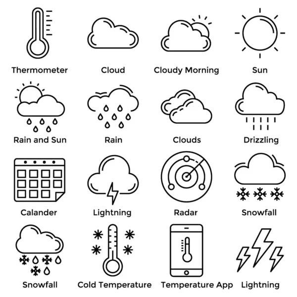 Holen Sie Sich Ihr Bestes Und Atemberaubendes Wetter Line Icons — Stockvektor