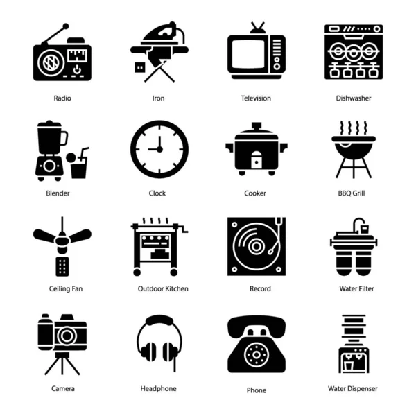 Aquí Hay Conjunto Iconos Electrónicos Que Consisten Imágenes Iconos Editables — Vector de stock