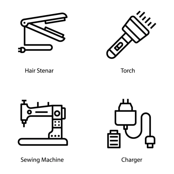 Aquí Hay Paquete Iconos Electrónicos Que Consta Visulas Editable Iconos — Vector de stock