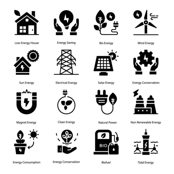 Energy Solid Icons Pack Editable Quality Here Exclusively Designed Visuals — Stock Vector