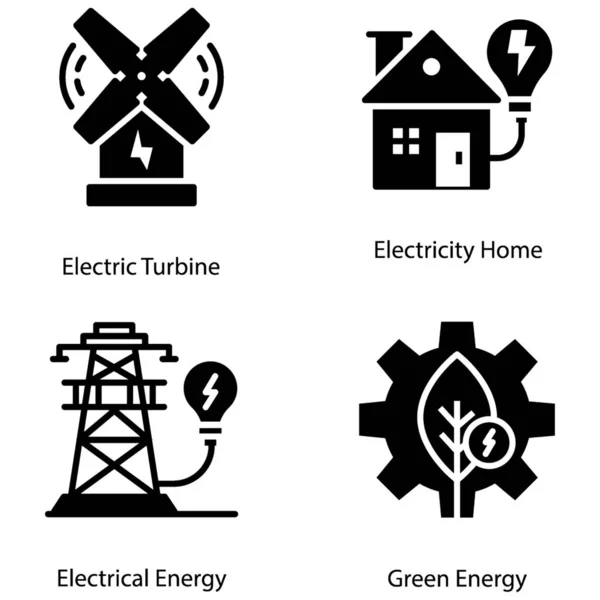 Set Energy Solid Icons Editable Quality Here Exclusively Designed Visuals — Stock Vector