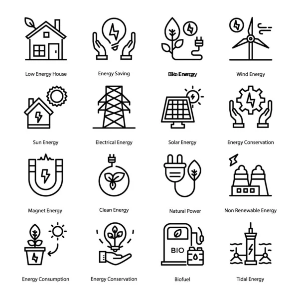 Energy Line Icons Pack Editable Quality Here Exclusively Designed Visuals — Stock Vector