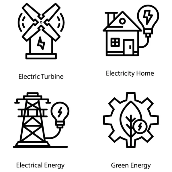 Set Energy Line Icons Editable Quality Here Exclusively Designed Visuals — Stock Vector