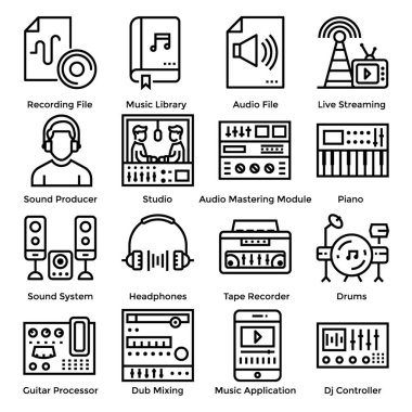 Sound design pack having line icons in editable form. Grab this pack if you have any kind of related upcoming projects. clipart