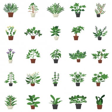 Indoor decor plants flat icons designs pack is here to make your project more eye soothing. Editable icons are more attractive and easy to use. Enjoy downloading!  clipart