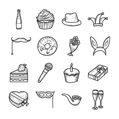 Doğum günü partisi doodle simgeleri gün ünüzü fantabulous yapmak için burada. Editable vektörler sadece almak ve projeniz için kullanmak için burada. 