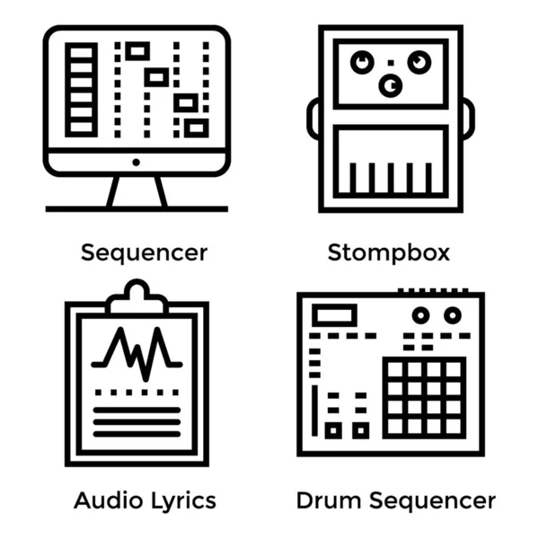 Pack Controlador Música Con Iconos Línea Forma Editable Coge Este — Vector de stock