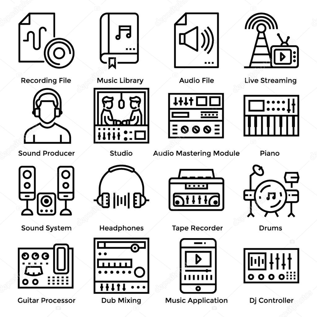 Sound design pack having line icons in editable form. Grab this pack if you have any kind of related upcoming projects.