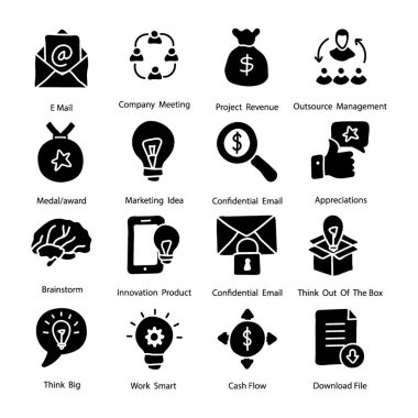 Burada glyph tasarım proje yönetimi simgeleri bir pakettir. Bu küme ihtiyacınıza göre değiştirilebilir. Bu yüzden, bu paketi tutun ve kullanın.